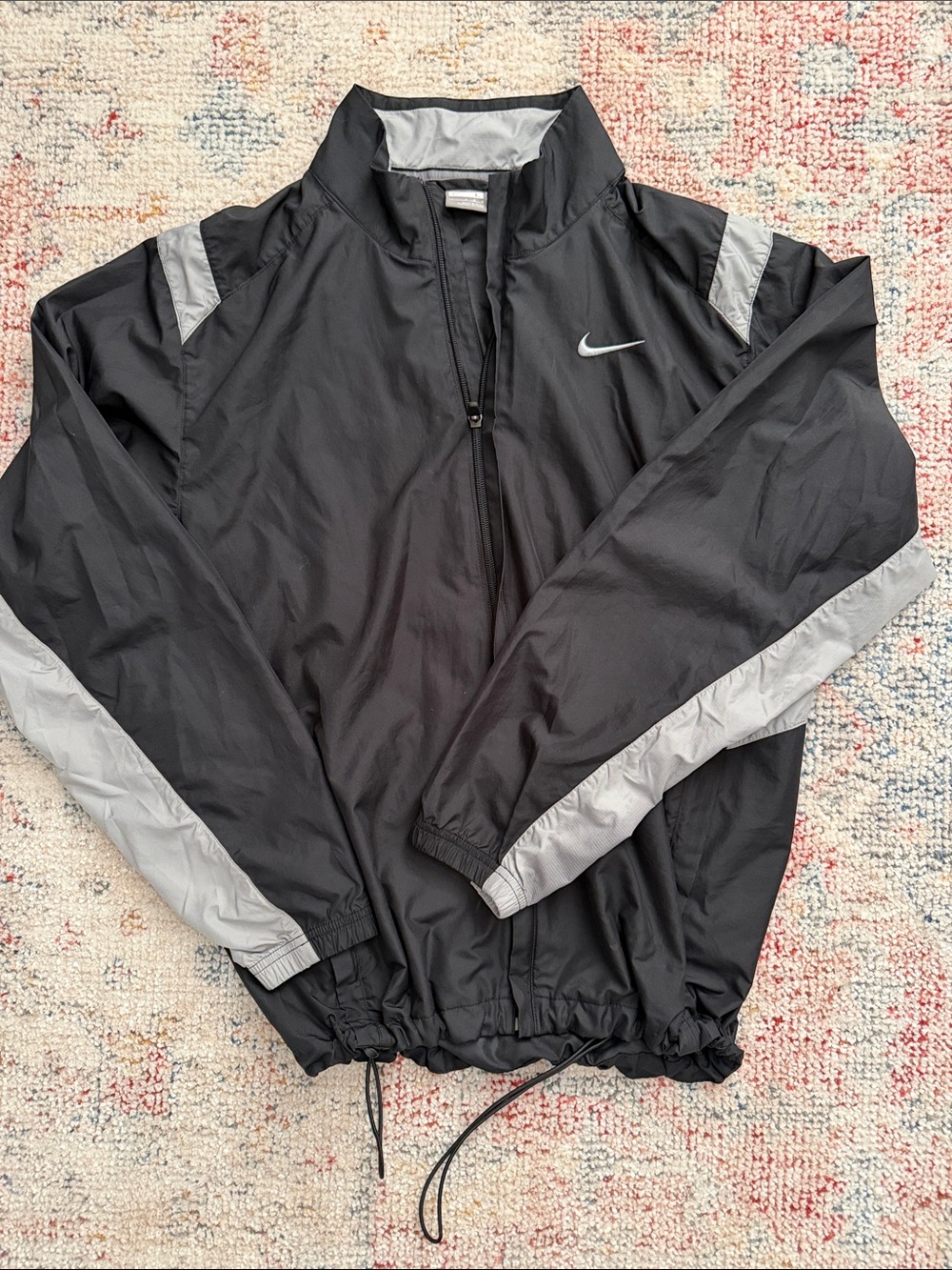 Nike Black Windbreaker Jacket with Gray Accents